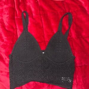 Black Knit Bralette Top
